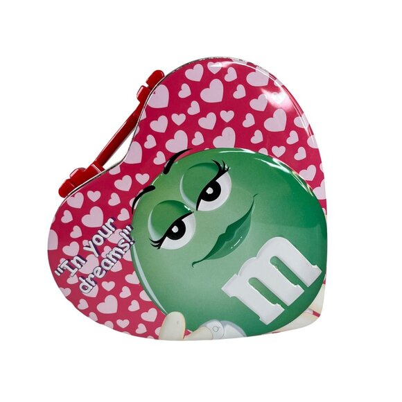 M&Ms Heart-Shaped Metal Tin Lunchbox Handle & Lock Valentines - Picture 2 of 9